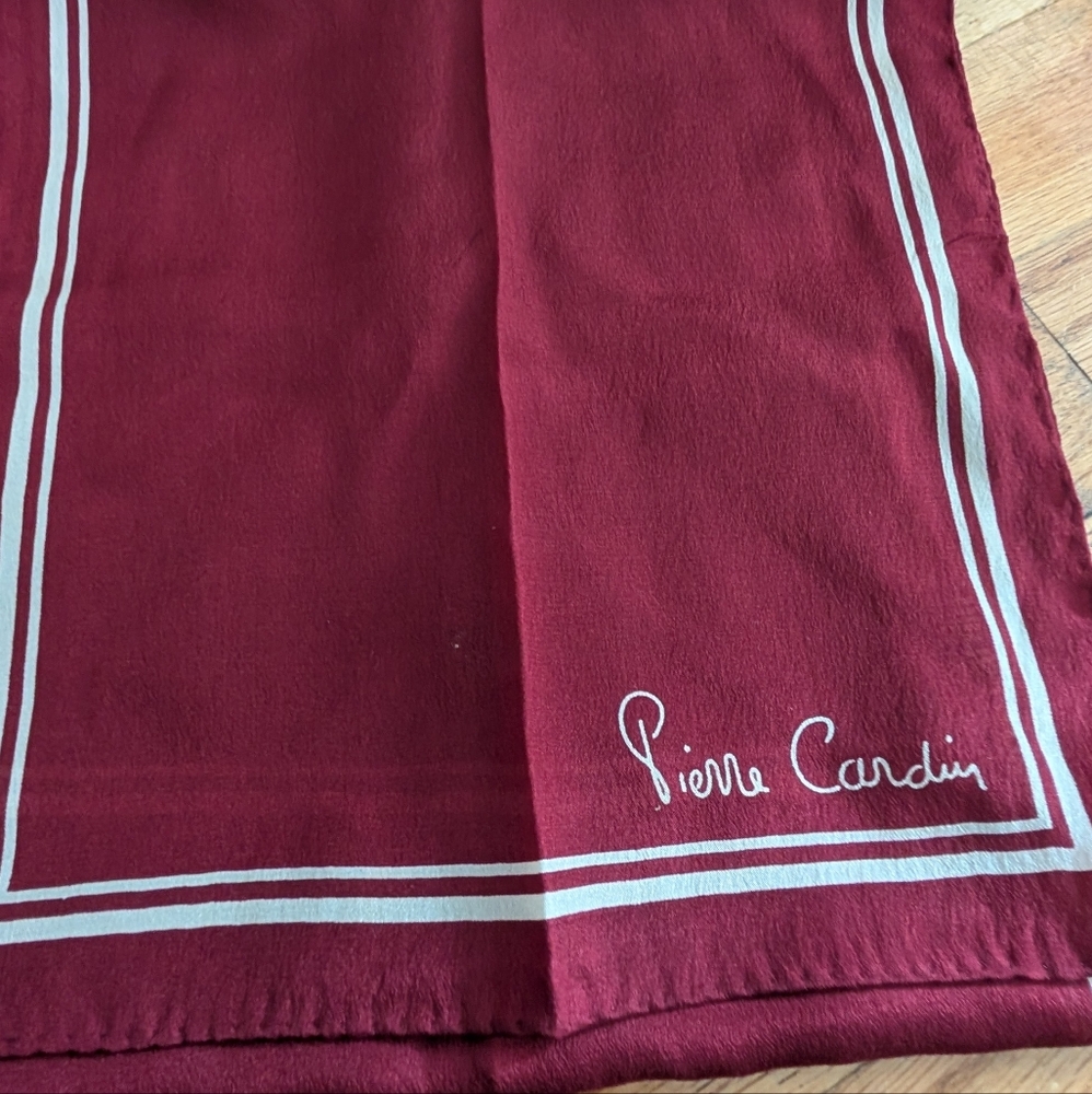 Pierre Cardin Maroon Scarf with White Trim